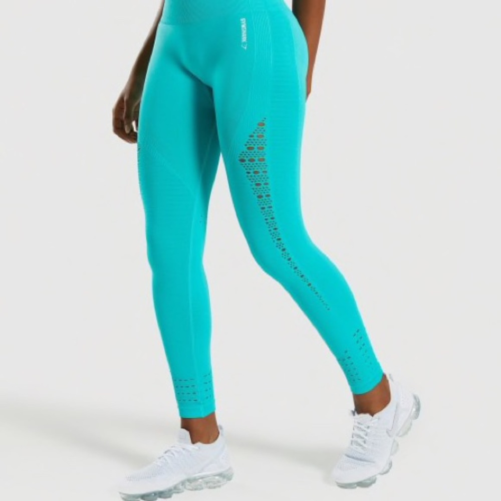 GYMSHARK Energy Seamless Tropical Blue Leggings